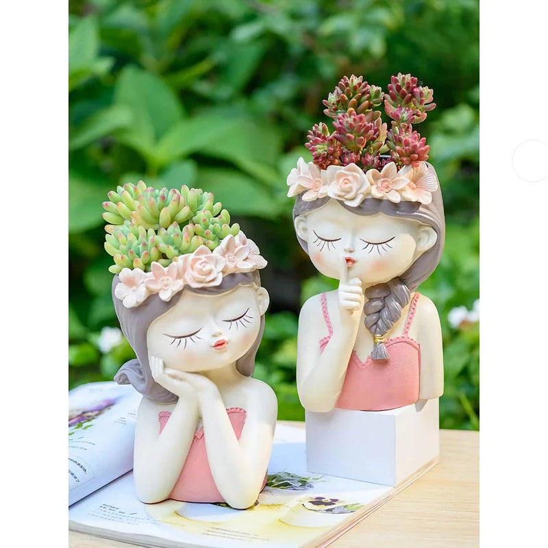 Hhomeenjoy Charming 7.8-Inch Fairy Girl Planter for Succulents