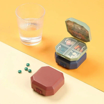 Compact Portable Pill Box with 6 Compartments for Organizing Medication on the Go