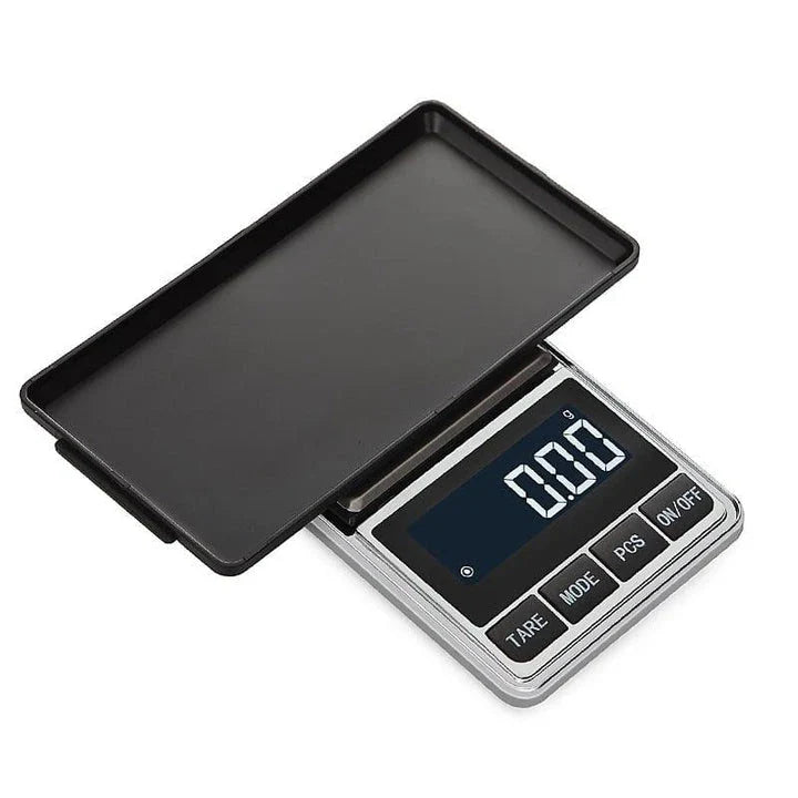 Compact electronic pocket scale with precise weight capacity, versatile design, and intuitive one-touch operation for on-the-go measurements