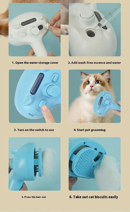 Rechargeable Pet Hair Removal Comb with Spray Cleaner - Effortlessly remove stubborn pet hair and keep your furry friend's coat fresh and healthy.