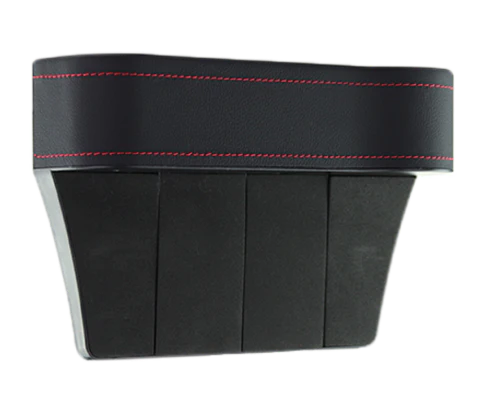 Multifunctional Car Seat Organizer with dedicated slots for phones, chargers, drinks, and cards, featuring a stylish polyurethane leather design.