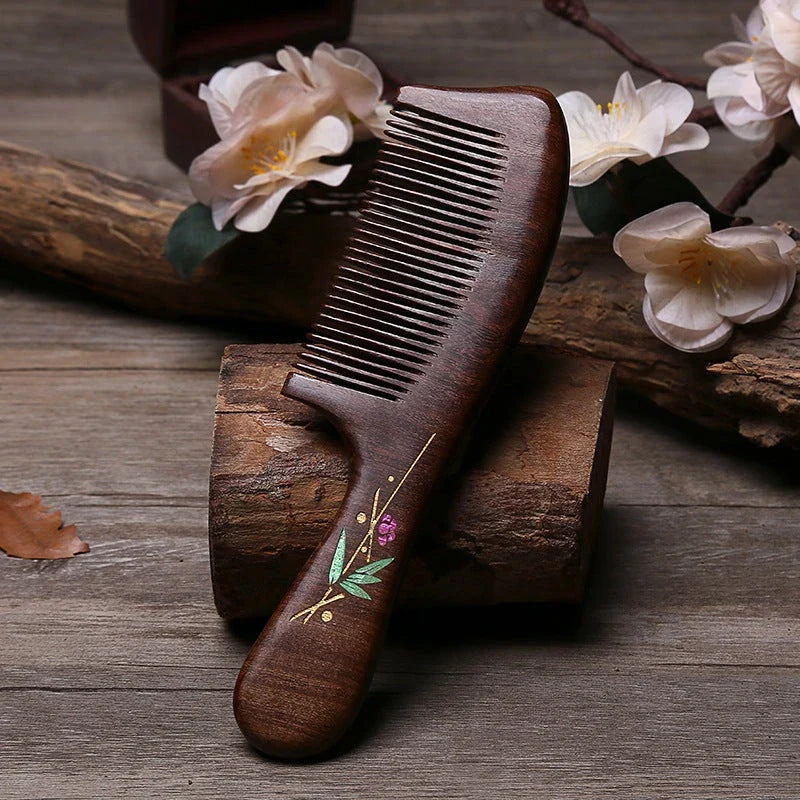 Natural Sandalwood Hair Comb with Ergonomic Design for Frizz Control and Healthy Hair