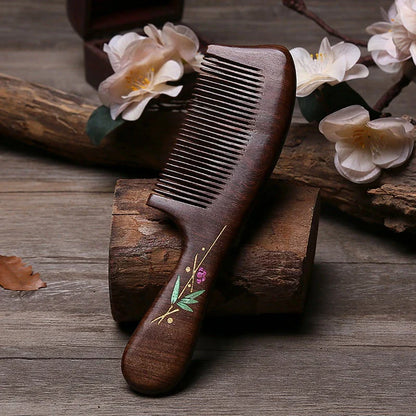 Natural Sandalwood Hair Comb with Ergonomic Design for Frizz Control and Healthy Hair