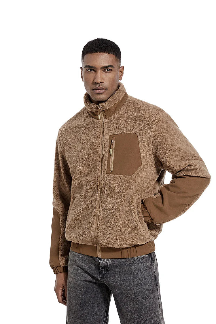 A cozy and stylish men's fleece jacket with a standing collar and convenient side pockets, available in a range of classic colors.