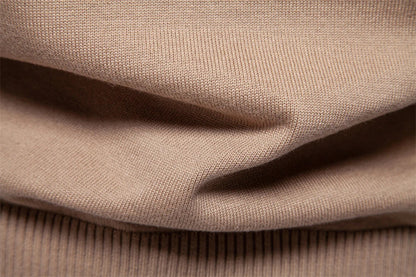 Cozy autumn and winter half-zip sweater in green, dark blue, khaki, and light gray colors