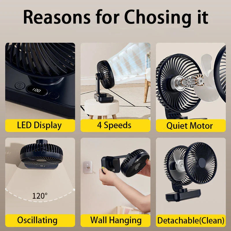 Powerful Portable USB Desk Fan with 4 Customizable Cooling Speeds for Home, Office, and Travel