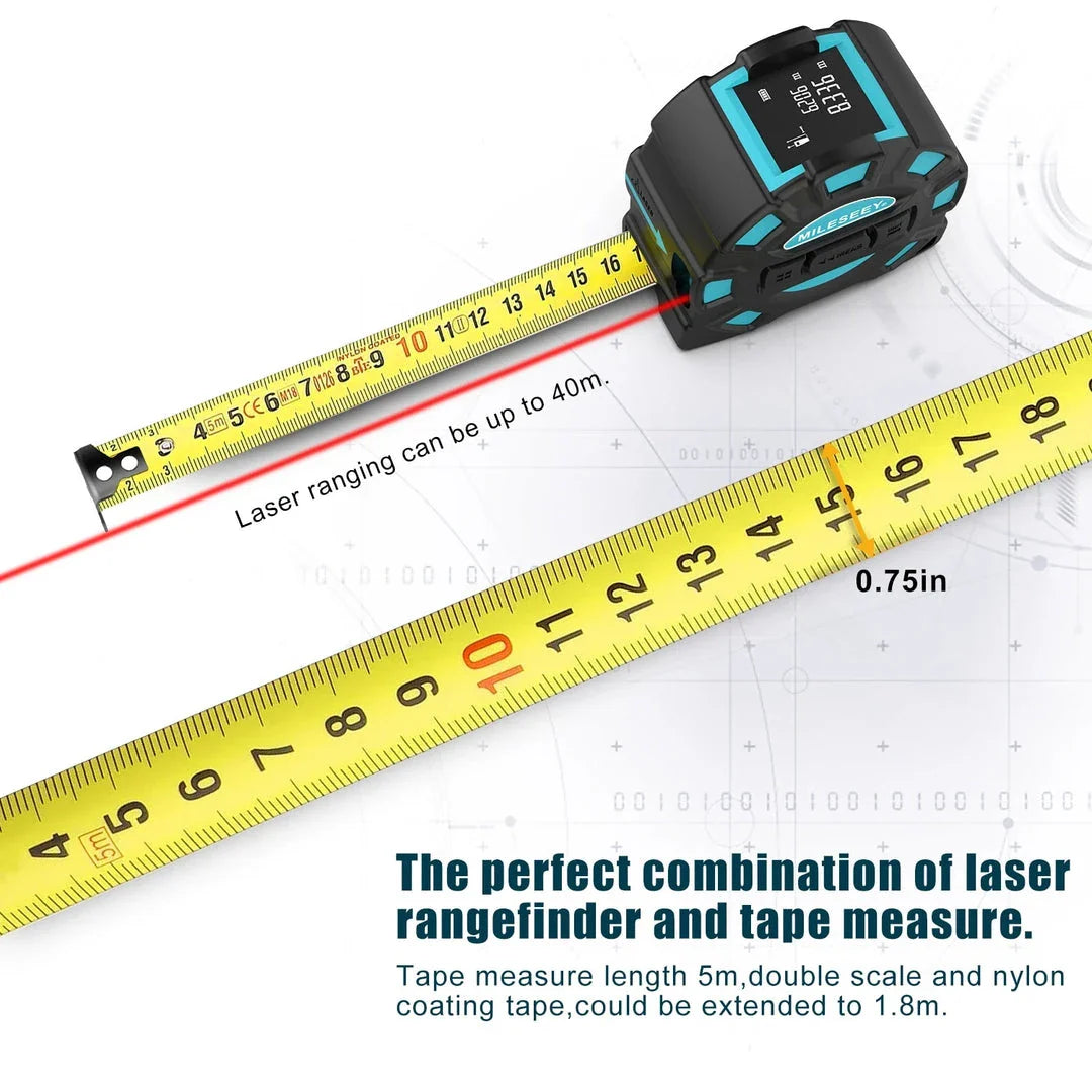 40M 2-in-1 Digital Laser Tape Measure and Rangefinder - Precision Measurement Tool for Home, Construction, and DIY Projects