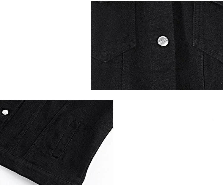 Stylish mid-length denim jacket for women with lotus leaf collar and loose, oversized fit