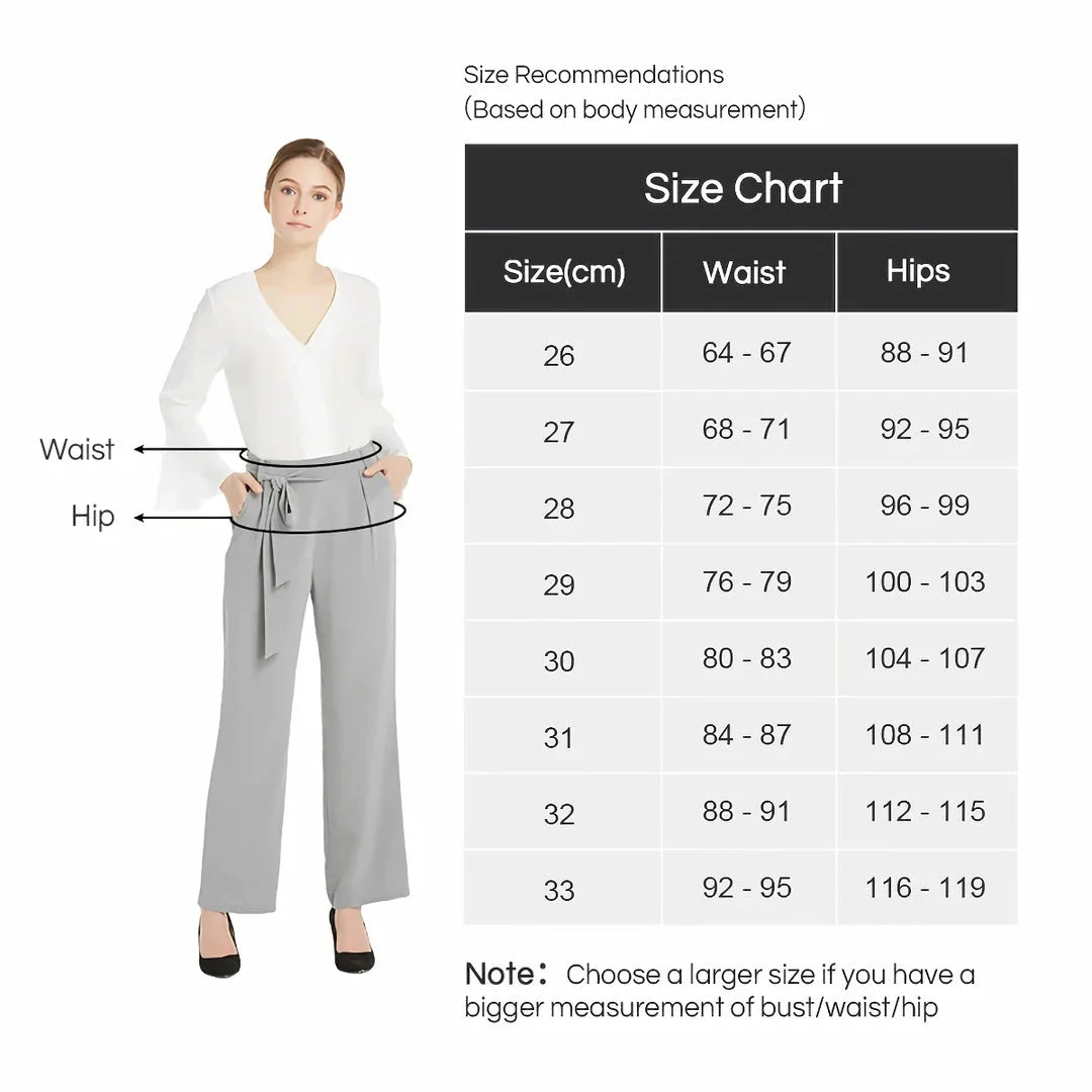 Elegant grey silk wide-leg pants with a high-waist design and concealed side zipper for a flattering, comfortable fit.
