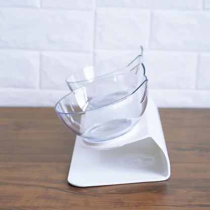 Elevated non-slip cat bowls with raised stand, perfect for preventing messes and encouraging slower eating for your feline friend