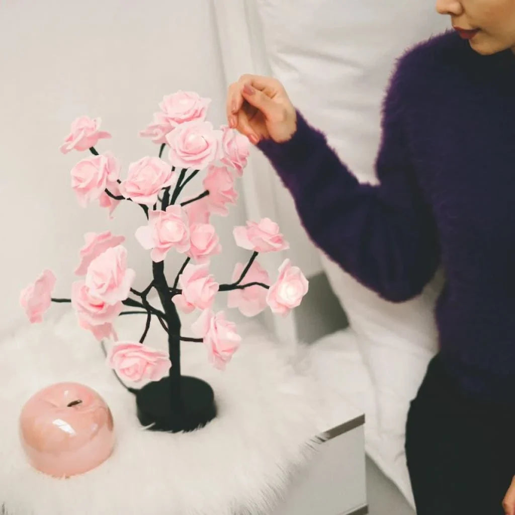 Enchanting LED Rose Flower Lamp with Customizable Branches and Lighting Colors