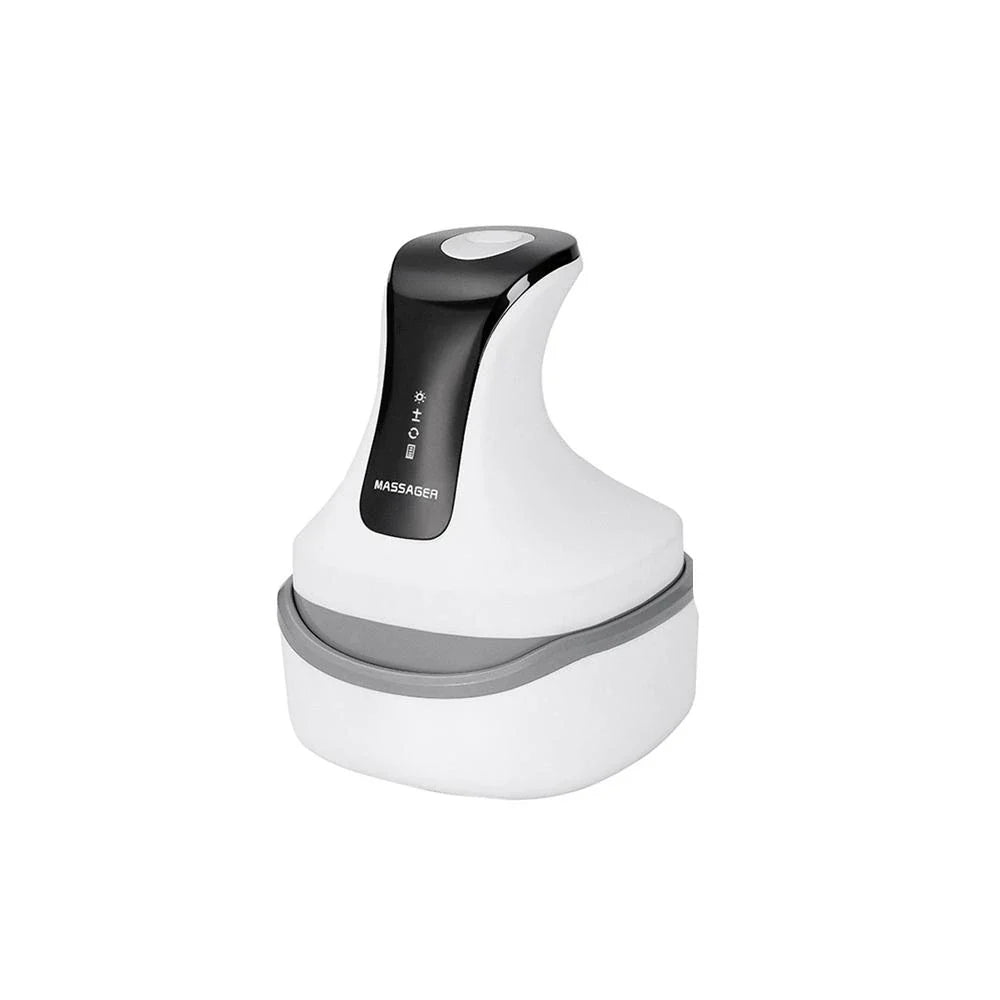 Luxury 4D Smart Scalp Massager with 3D Kneading Massage, Red and Blue Light Therapy, and Interchangeable Massage Heads