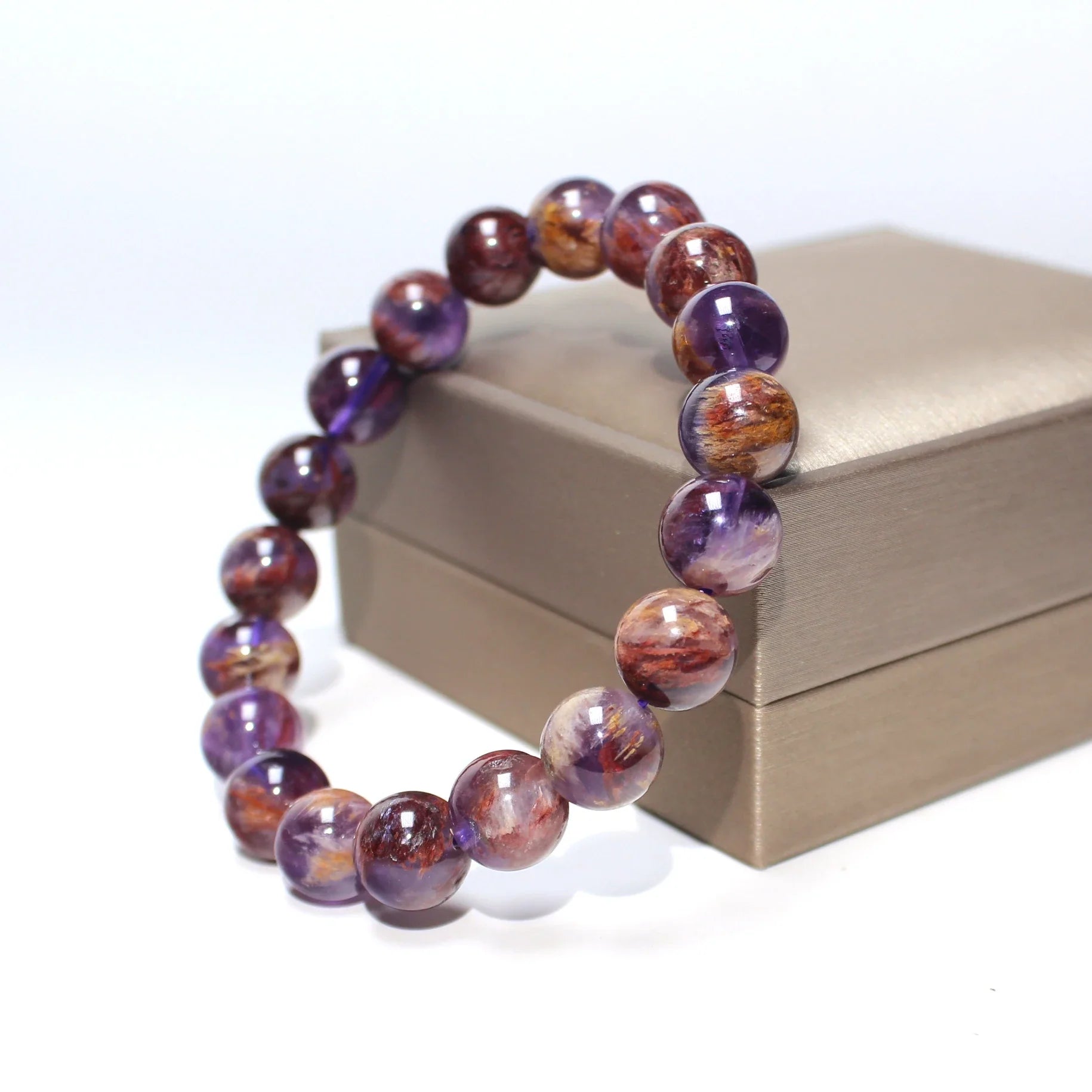 Natural purple ghost crystal fashion bracelet with versatile single-ring design and polished finish