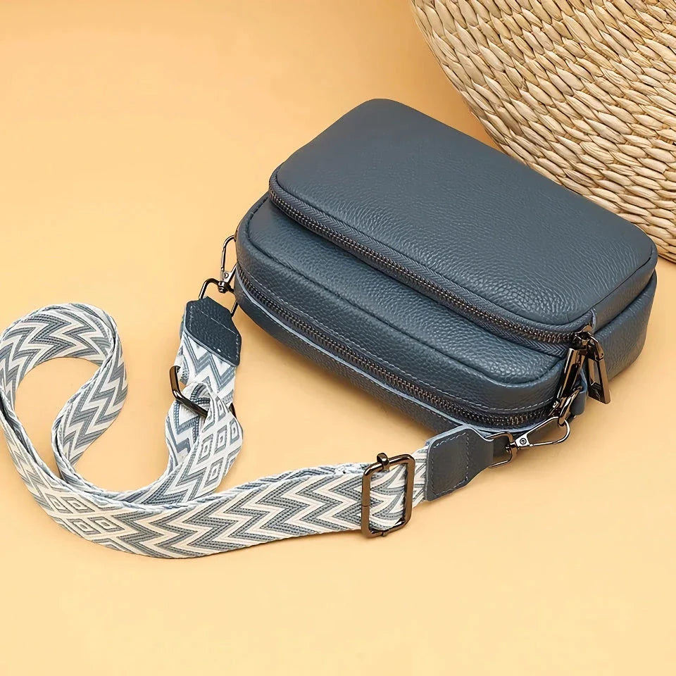 Stylish and functional genuine leather crossbody bag for women with interior organization pockets