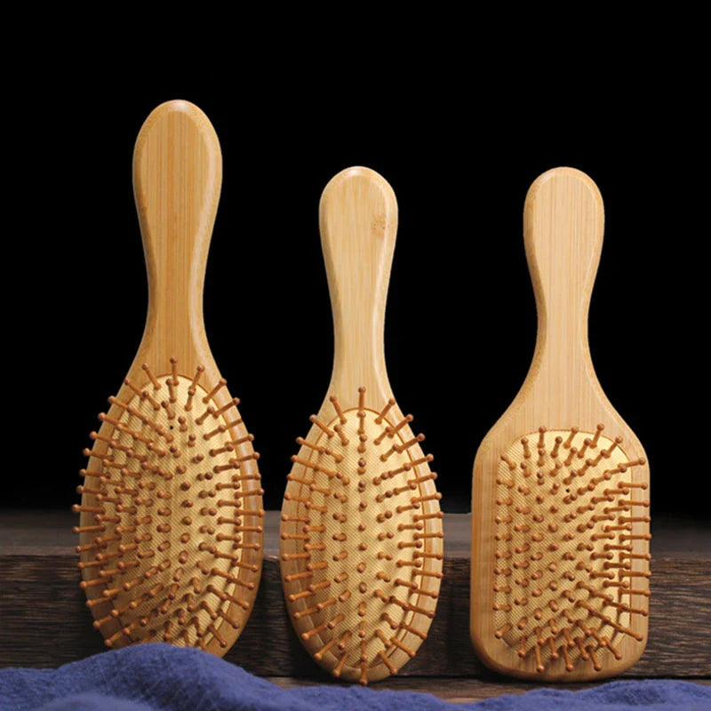 Bamboo Air Cushion Massage Comb with air cushion design for gentle, knot-free hair brushing