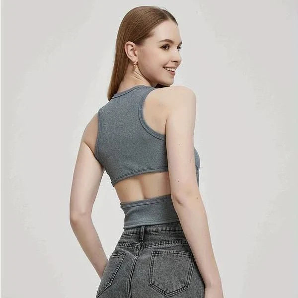 Chic Ribbed Knit Y2K Tank Top in Green for Women - Flattering Fit and High-Stretch Comfort