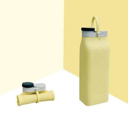 Foldable silicone drinking cup in various colors, designed for on-the-go hydration and outdoor adventures.