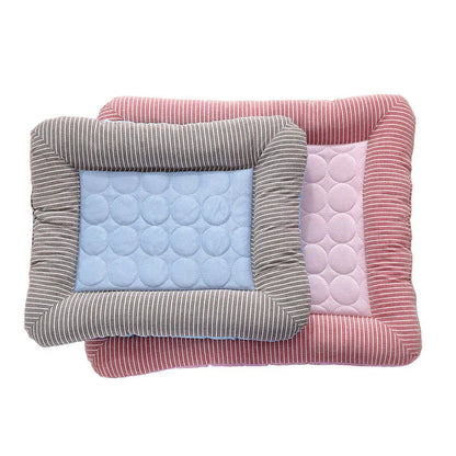 A soft, blue cooling pet bed made of breathable, high-tech fabric to keep dogs and cats cool and comfortable.