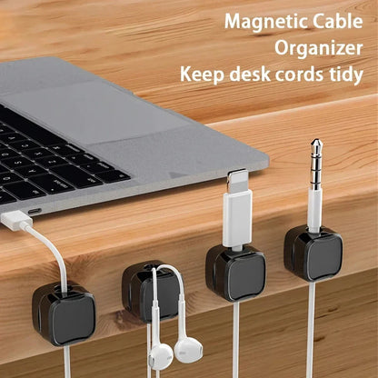 Premium Magnetic Cable Organizer with one-handed magnetic clamping and 60° rotating shaft for easy cord management