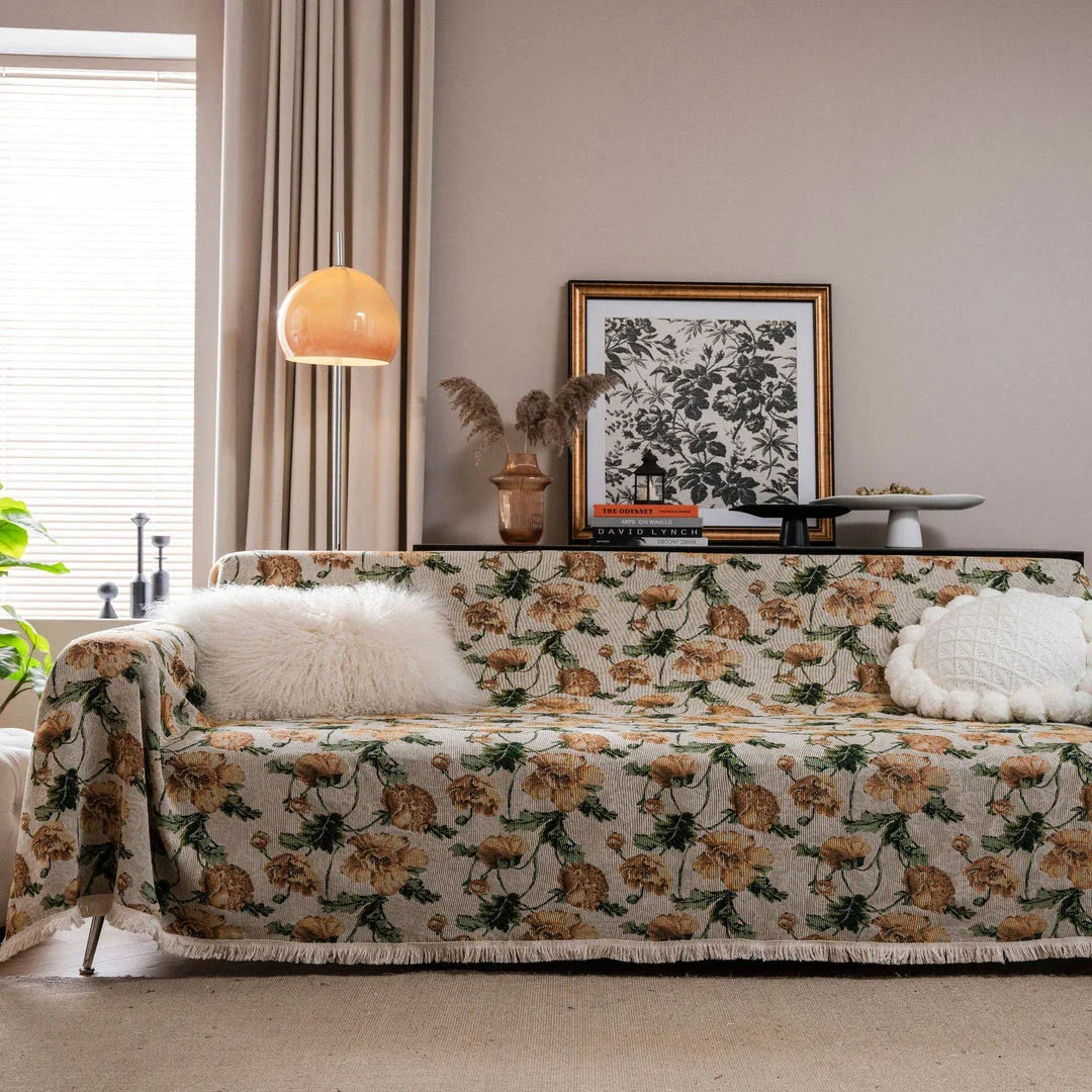 American style jacquard thick retro sofa cover in a floral pattern, designed to protect and enhance the look of a three-seat couch