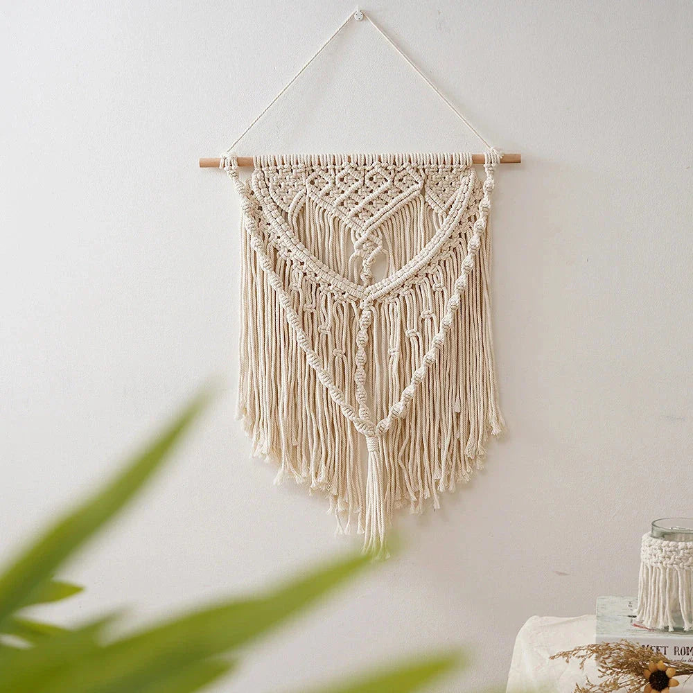 Elegant beige tapestry with a minimalist design, perfect for modern and boho-chic home decor