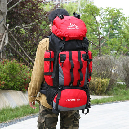 Premium outdoor hiking backpack made from water-resistant nylon with padded shoulder straps and multiple storage compartments.