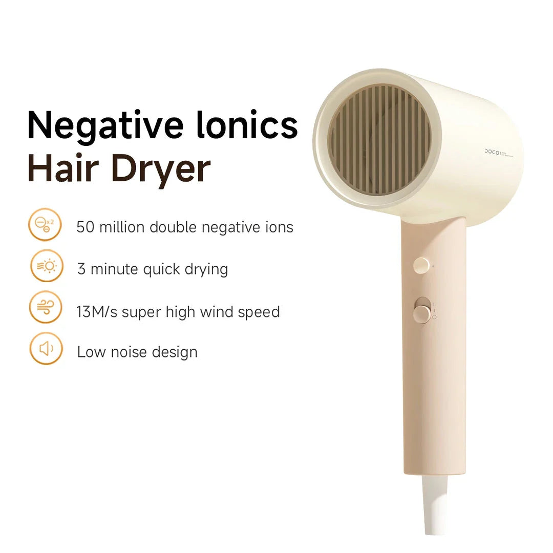 High-power anion hair dryer with foldable design, infrared heating, and dual heat and speed settings for quick drying and healthy hair