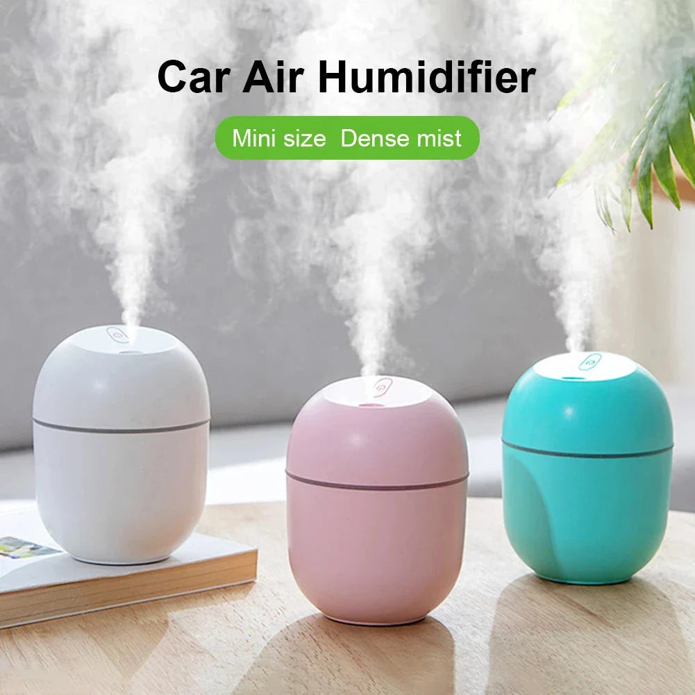 Compact Ultrasonic Humidifier, Aroma Diffuser and LED Night Lamp with 220ml Water Tank and USB Power Supply