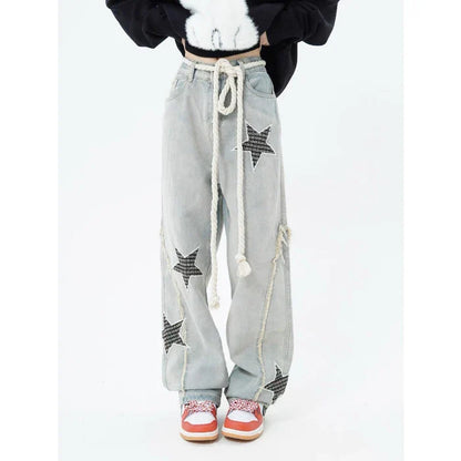 Men's baggy wide-leg denim pants in a classic blue color, featuring a relaxed straight-leg silhouette for comfort and style.