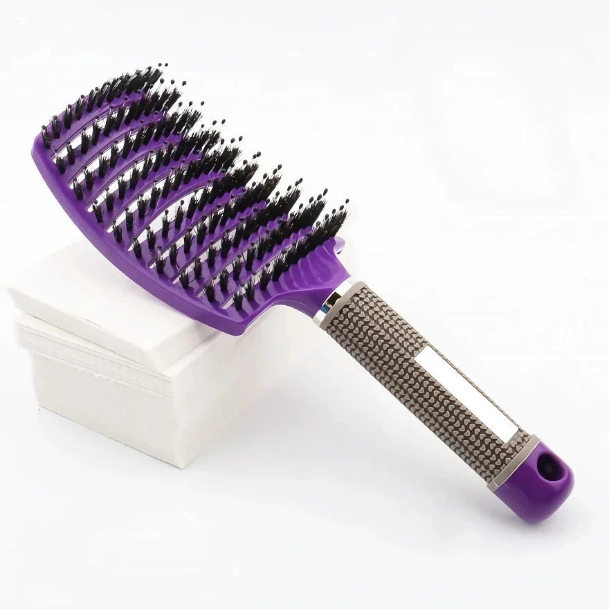Curved Bristle Massage Comb for Detangling, Scalp Stimulation, and Healthy Hair Growth
