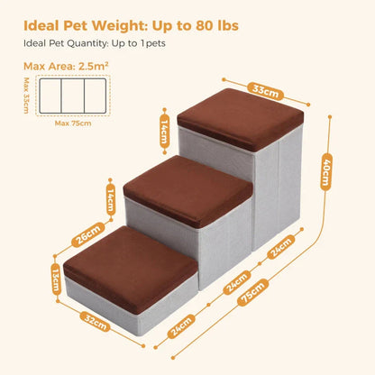 Foldable 2-in-1 Pet Steps and Storage Ladder for Dogs and Puppies, providing a safe and convenient way for pets to access high places
