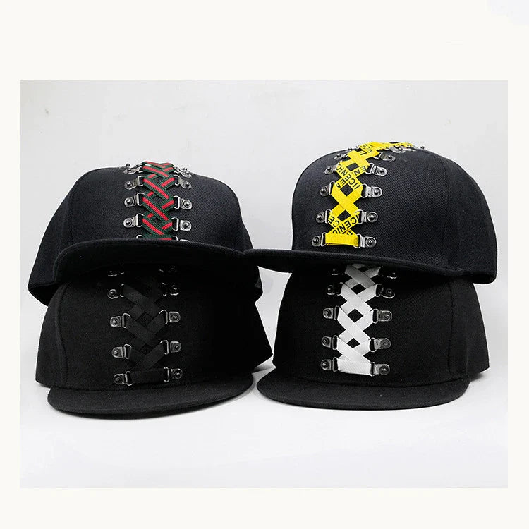 Punk Hip Hop Baseball Cap with Flat Brim, Adjustable Fit, and Handmade Rivet Detailing
