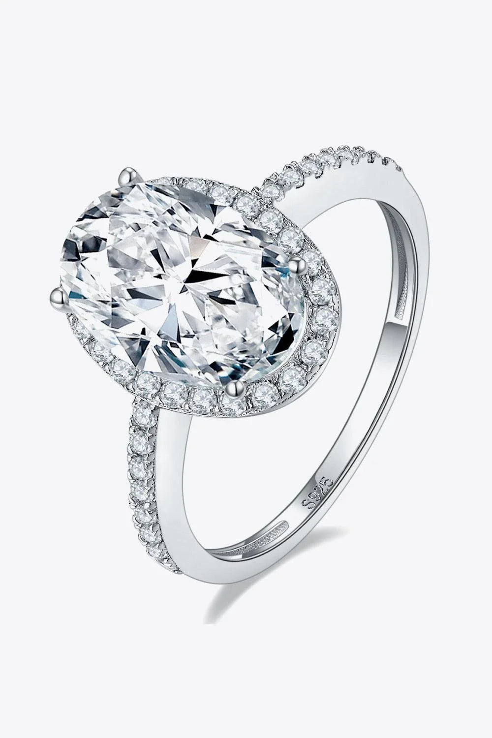 Exquisite 4.5 carat moissanite halo ring in 925 sterling silver with platinum plating