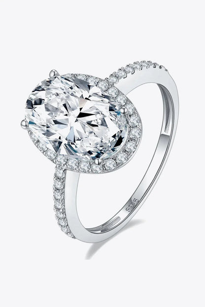 Exquisite 4.5 carat moissanite halo ring in 925 sterling silver with platinum plating