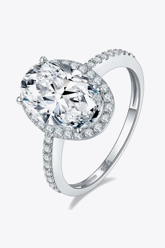Exquisite 4.5 carat moissanite halo ring in 925 sterling silver with platinum plating