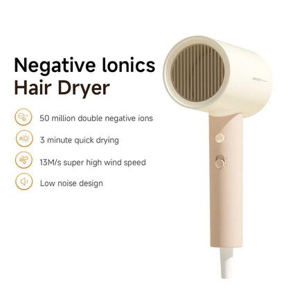 High-power anion hair dryer with foldable design, infrared heating, and dual heat and speed settings for quick drying and healthy hair