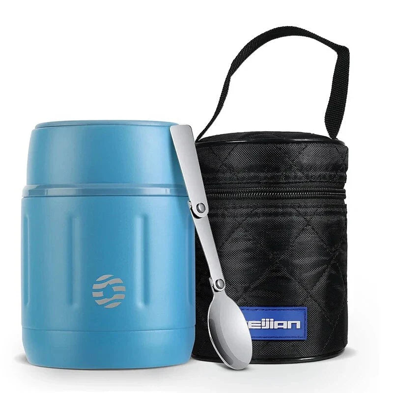 500ml Insulated Stainless Steel Meal Jar with Foldable Spoon, Perfect for Hot or Cold Meals on the Go