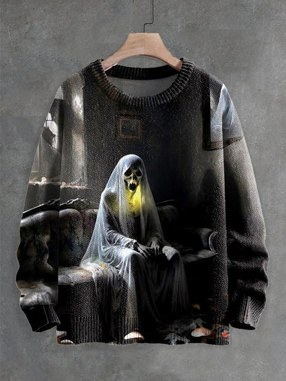 Ghostly Halloween sweater with playful ghost design, available in a variety of colors and sizes