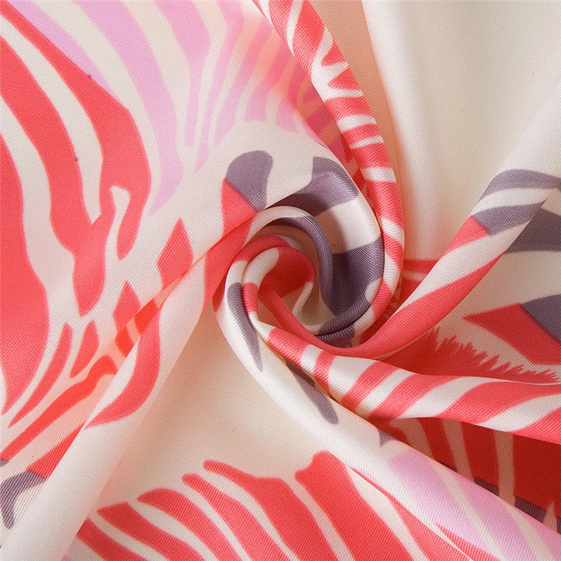 Luxury Spring Leaves Silk Square Scarf with vibrant, cartoon-inspired spring leaves design