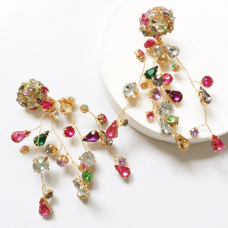 Hhomeenjoy Chic Colorful Diamond and Crystal Earrings for Fashion Enthusiasts