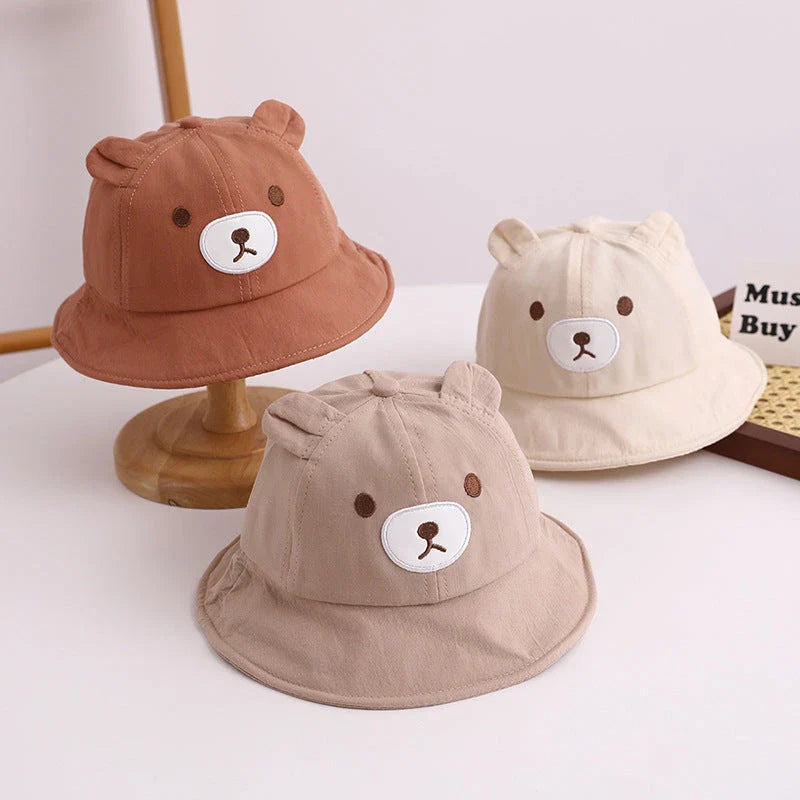 Adorable Kids Bear Decor Panama Bucket Hat with Playful Bear Ear Design for Outdoor Fun and Sun Protection