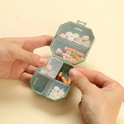 Compact Portable Pill Box with 6 Compartments for Organizing Medication on the Go