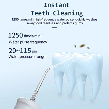 Cordless water flosser with three cleaning modes and a detachable water tank for a superior oral hygiene experience.