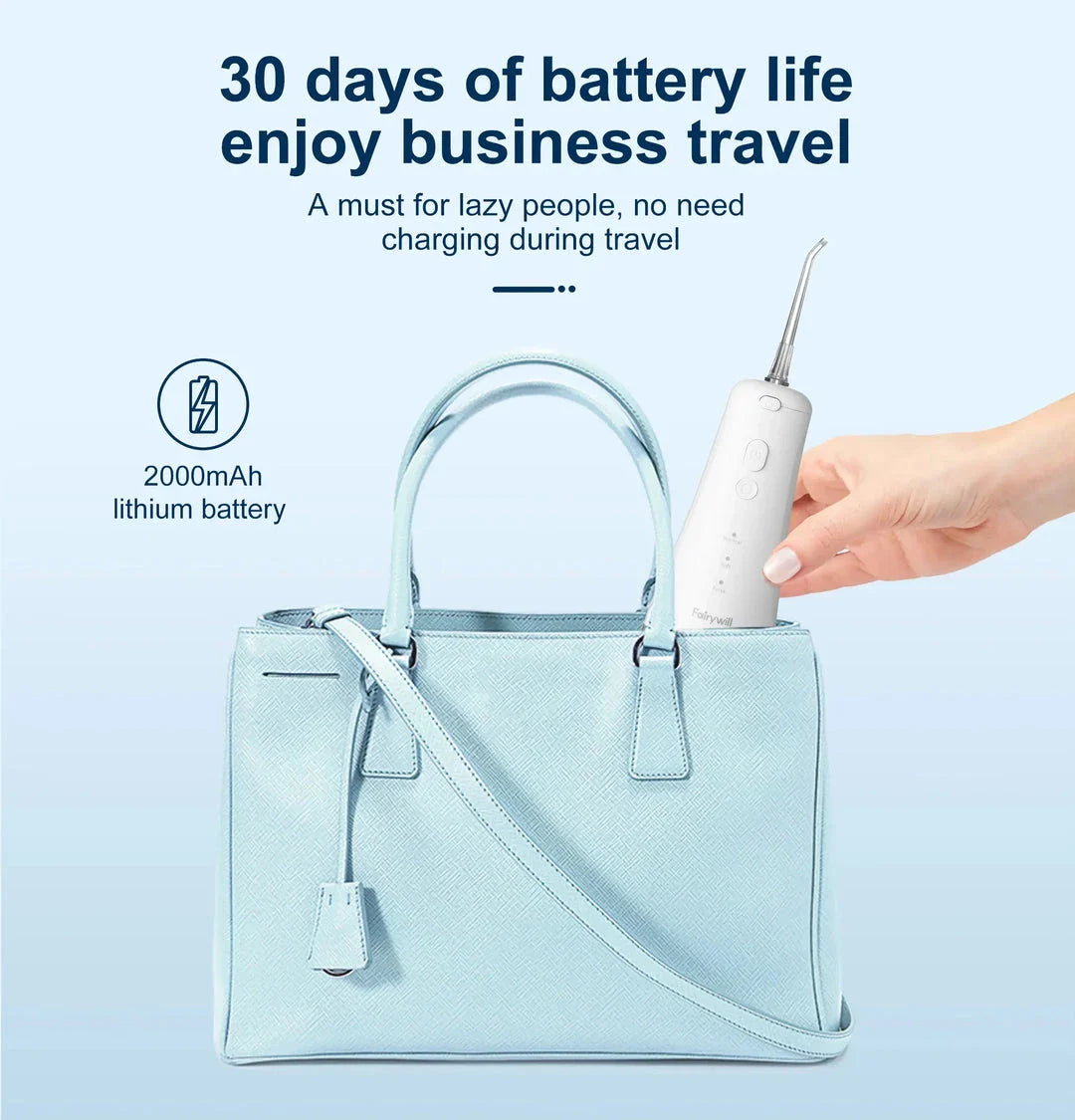 Cordless water flosser with three cleaning modes and a detachable water tank for a superior oral hygiene experience.