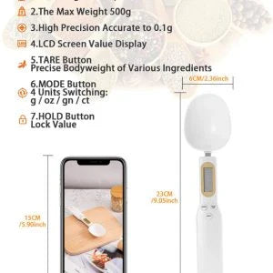 Digital Spoon Scale - Precise Electronic Measuring Spoon with LCD Display for Accurate Ingredient Portioning in Cooking and Baking