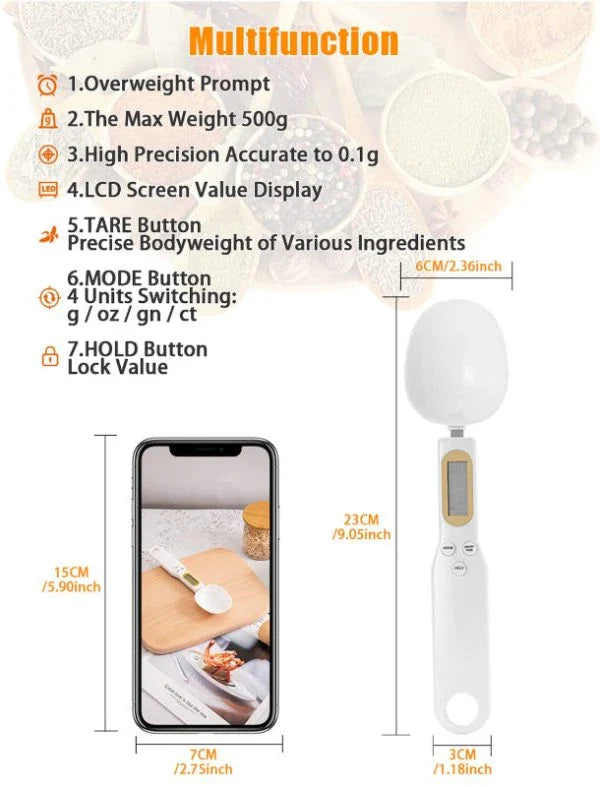 Hhomeenjoy Digital Spoon Scale - LCD Display Electronic Measuring Spoon