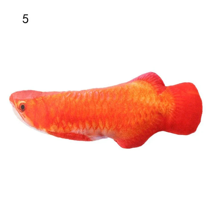 A realistic-looking plush fish toy in an aquatic-themed design, perfect for interactive playtime with your cat or dog.