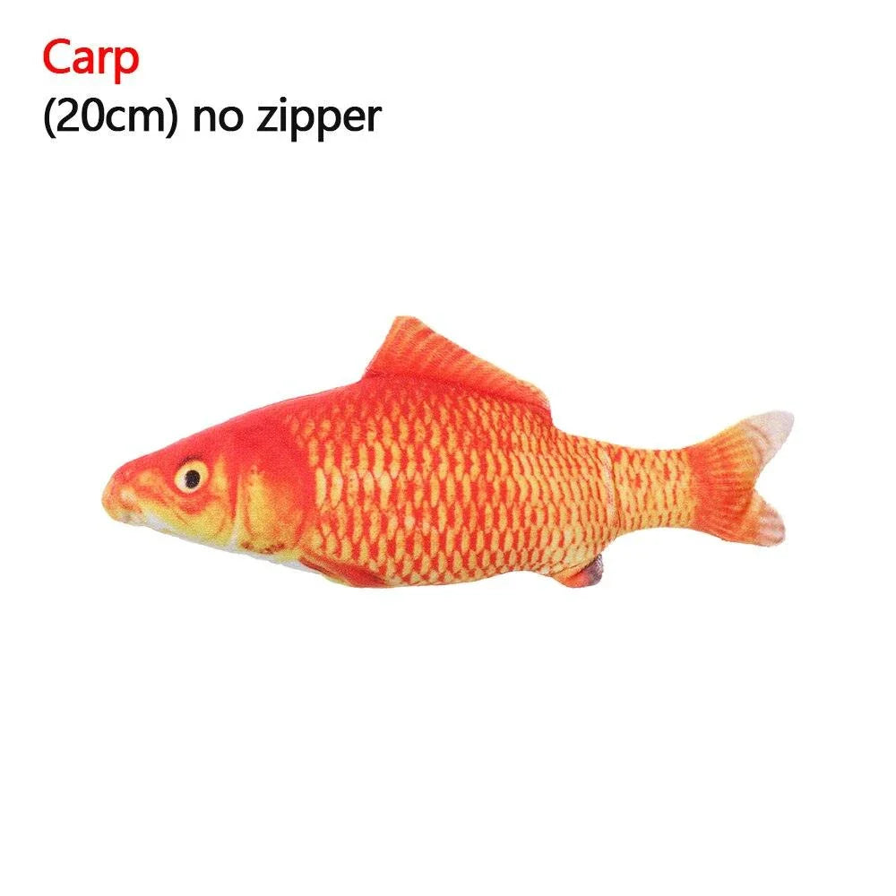 A realistic-looking plush fish toy in an aquatic-themed design, perfect for interactive playtime with your cat or dog.