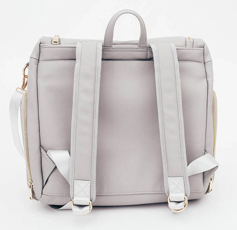 Multifunctional baby bag with large capacity, made of durable PU leather and featuring multiple pockets for storage