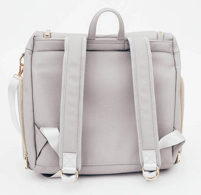 Multifunctional baby bag with large capacity, made of durable PU leather and featuring multiple pockets for storage